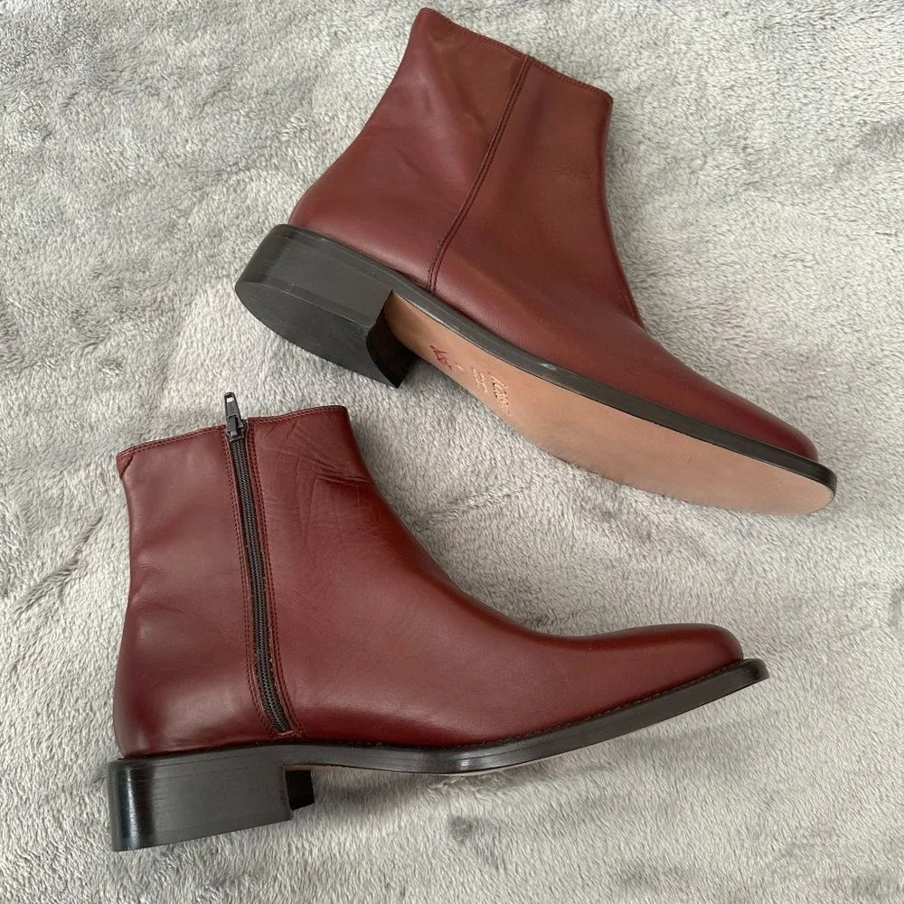 J. Crew Women's Burgundy Leather Ankle Boots